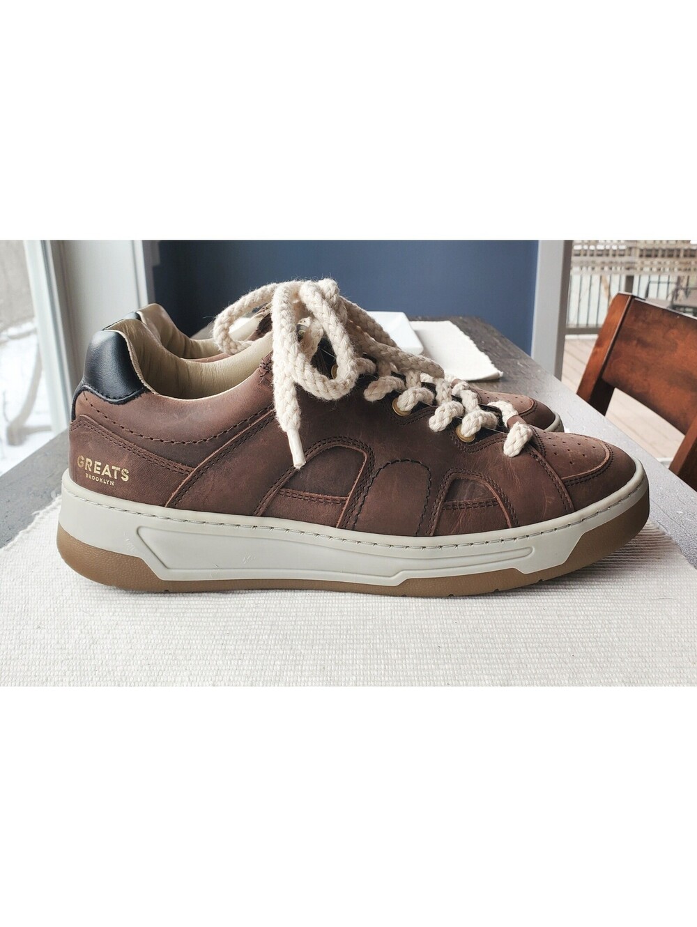 Greats Brooklyn Cooper Low Brown Leather Sneakers Mens 7 Womens 8.5 Portugal